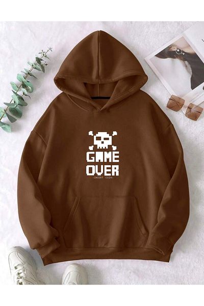RPT MODA ГОЛЯМ СУИТШЪР С КАЧУЛКА И ДЕТАЙЛИ С ПРИНТ GAMEOVER