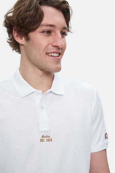 UCLA Tricou pentru bărbați cu guler polo alb brodat QUINTON