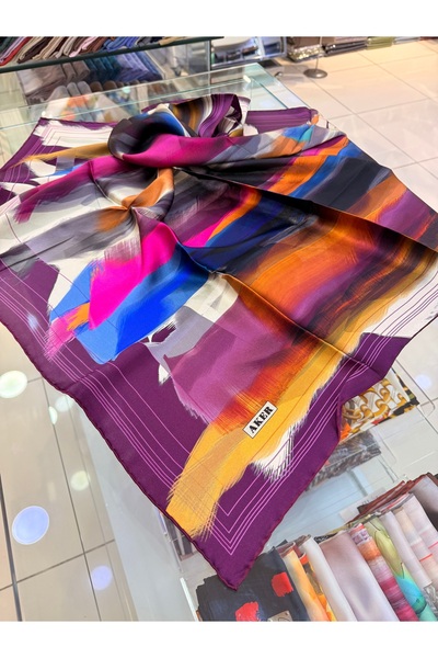 Aker Nostalji İpek Krep Saten Eşarp