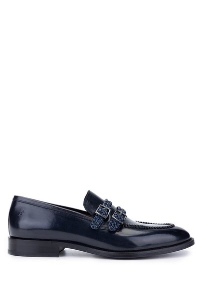 Tamer Tanca Men's Genuine Leather Navy Blue Classic Shoes