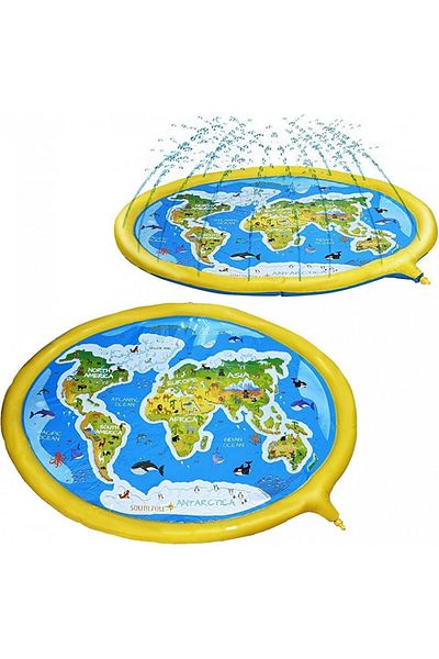 LOVALUE children's pool with sprinkler, PVC, blue/yellow/green, 170 cm