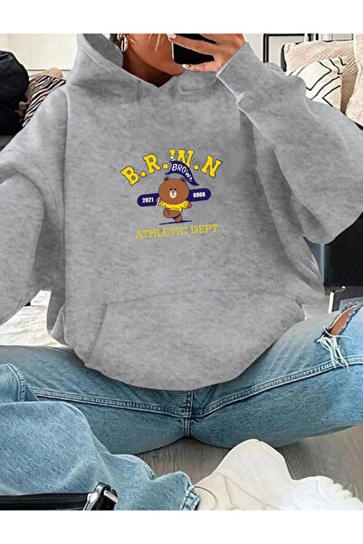 RPT MODA VELIKA SMEĐA SPODNJA KAPULJAČA SA ŠTAMPANIM DETALJIMA