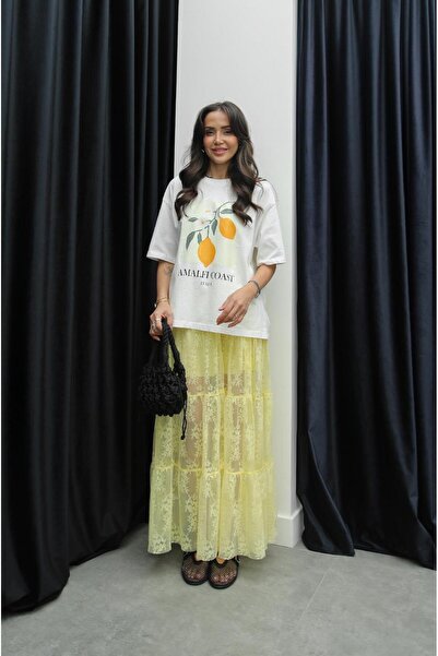 Havoş Yellow Mimsy Lace Maxi Skirt