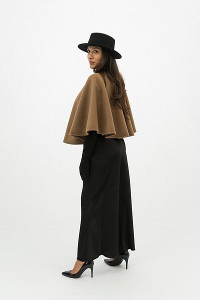 Gorgeaux Emilia Brown Cape and Black Skirt Set - 5XL(50)