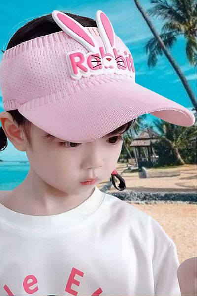 Mood Agenda Girl's Rabbit Ears Summer Visor Hat with Elastic Back 2 - 8 Years