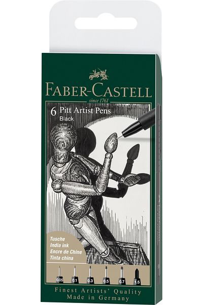 Faber Castell Pitt Artist Pen Set 6 Pcs 0.05, 0.1, 0.3, 0.5, 0.7, 0.15 Faber-Castell
