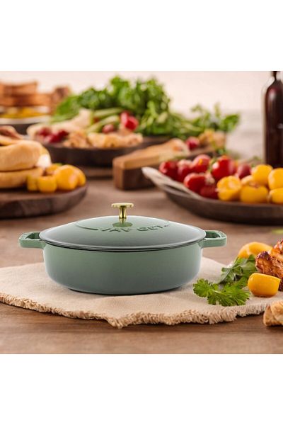 VAV GET Enameled Cast Iron Dutch Oven Braiser Pan, 28cm / 3.79l, Induction & Oven Safe.