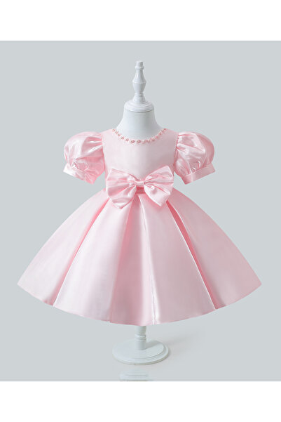 Mark & Mia Mark & Mia Solid Dress with Bow - Light Pink