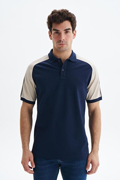 Arma Ανδρικό μπλουζάκι Navy Blue Regular Fit Basic 100% Cotton Pique Raglan με μανίκια Polo T-shirt Y 29374354602