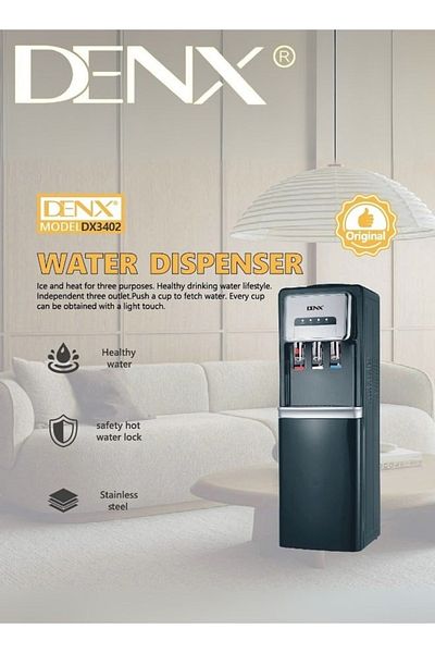 Denx موزع مياه ساخن وبارد وعادي مصنوع من الفولاذ المقاوم للصدأ، بقوة 600 واط DX3402