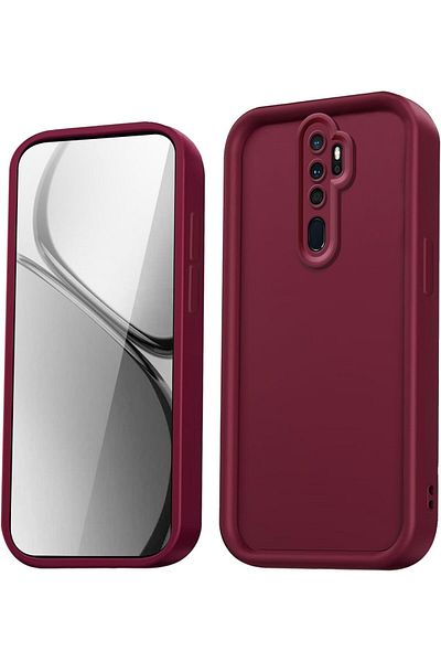 Fibaks Xiaomi Redmi Note 8 Pro Compatible Case Camera Protected Soft Textured Shock Absorbing Burgundy Silicone Cover