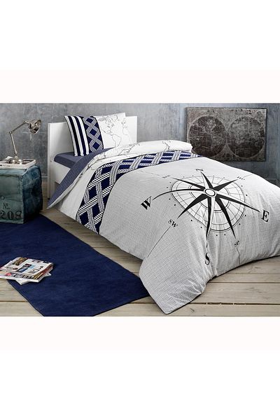 Taç Единичен комплект завивки Navı Ranforce Navy Blue
