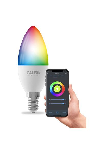 Calex Bec LED RGB inteligent Calex, Wi-Fi, Bluetooth, B35, E14, 4.9W, 470 lm, lumina alba si colorata
