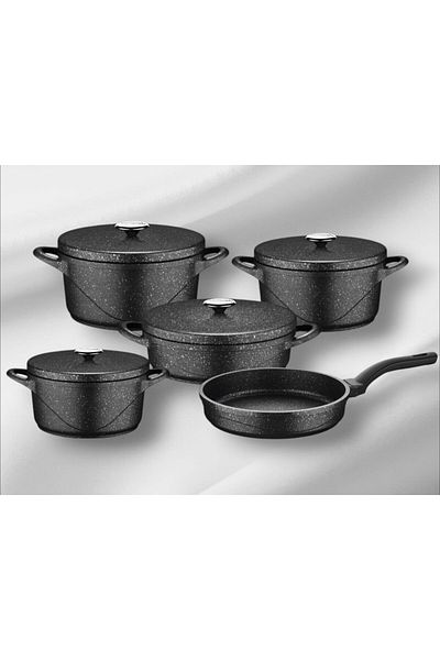 ozo GRANITE COOKWARE 9PCS SET -MADE IN TURKEY -Black COLOR