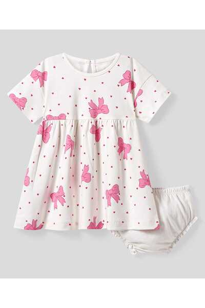 Bonfino فستان بونفينو للبنات من القطن بنسبة 100% مع سروال داخلي مطبوع بالكامل...