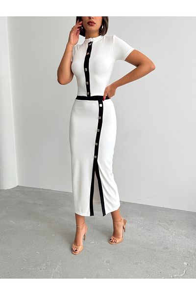 fhk atelier Women's Button Detailed Skirt Suit