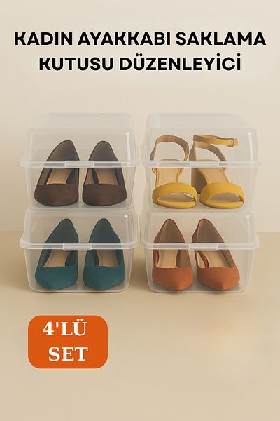 welcomein 4Pcs Women Shoes Protection Box Transparent Shoe Storage Box Women Shoes Organizer
