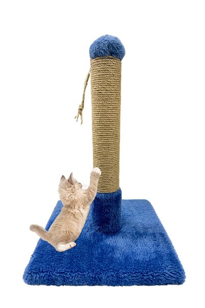 Komano Pontika Plush Textured Soft Blue Color Cat Scratching Board 42 cm Soft Loved Colors
