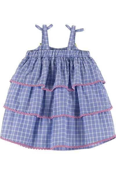 İdilbaby&Mamino İdi̇lbaby&Mamino Baby Girl Blue Plaid Suspender Dress