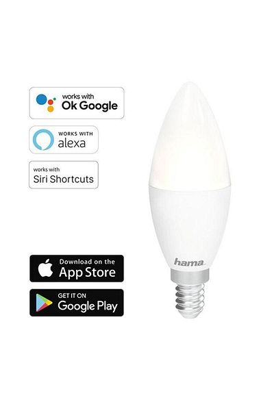 Hama Bec LED Smart Hama 176583, Control Vocal/Aplicatie, E14, 5.5W, Clasa F (Alb)