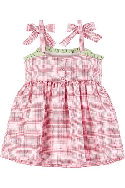 İdilbaby&Mamino İdi̇lbaby&Mamino Baby Girl Pink Plaid Suspender Dress