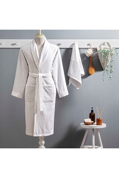 Taç Σετ μπουρνούζι White Ritmo Cotton L/XL