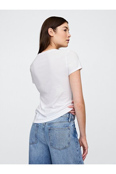 GAP Kadın Beyaz 2'li Logo Kısa Kollu T-Shirt Seti