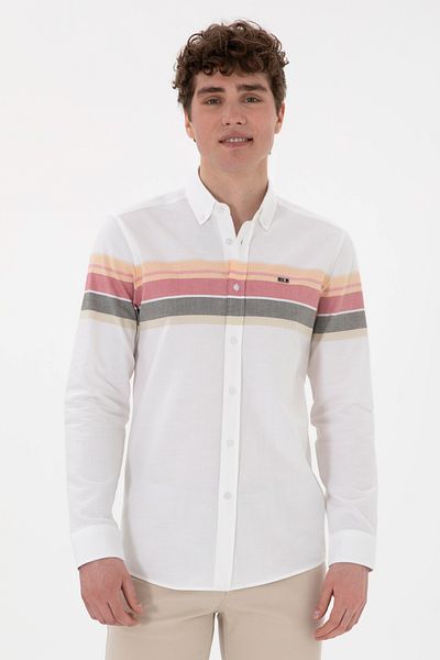 U.S. Polo Assn. Ανδρικό πορτοκαλί μακρυμάνικο πουκάμισο 50300216 -VR202