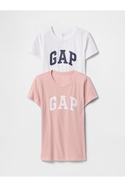 GAP Kadın Beyaz 2'li Logo Kısa Kollu T-Shirt Seti