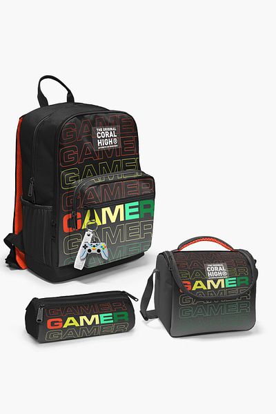 Coral High Geantă de școală din 3 piese cu model Gamer - SET 0123640