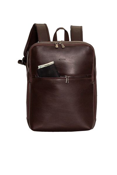 Alone Laptop Backpack |   1027 Brown Vegan Leather Computer Bag