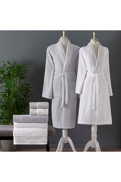 Taç Ανοιχτό Γκρι Λευκό Crown Zen Pure Cotton Οικογενειακό Σετ