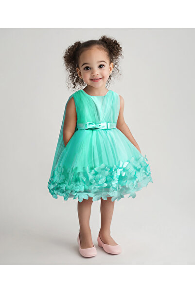 Mark & Mia Floral 3D Applique Embellished Bow Detailed Full Sleeves Party Dre...