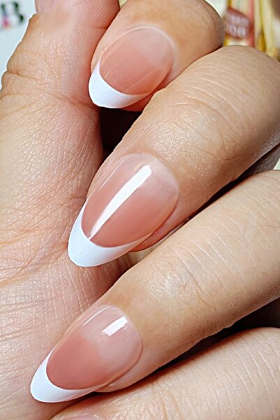 Easy Beauty 24 Adet French Protez Tırnak Görünümlü Badem Takma Tırnak Seti Ya...