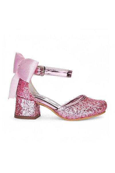 Mia Lui Fetiță, cu detaliu fundă, culoare argintie, cu sclipici, cu toc confo...