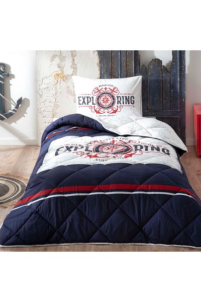 Taç Ruben Ranforce Single Duvet Set Navy Blue