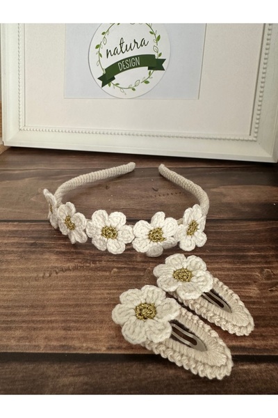 NATURA DESİGN Natura дизайн златна маргаритка плетена корона - комплект с две...