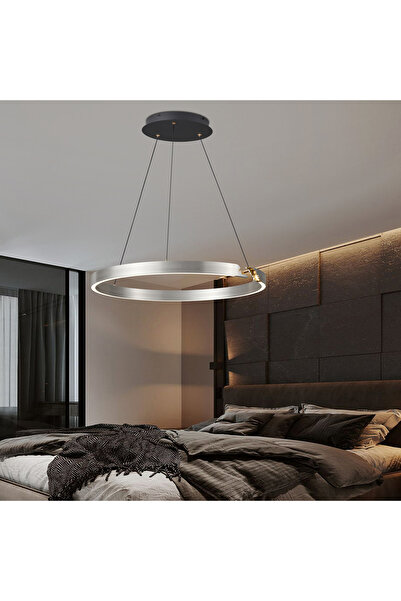 Apliqa Late Gri 60'lık Yuvarlak 41 Watt Modern Sarkıt Salon Led Avize