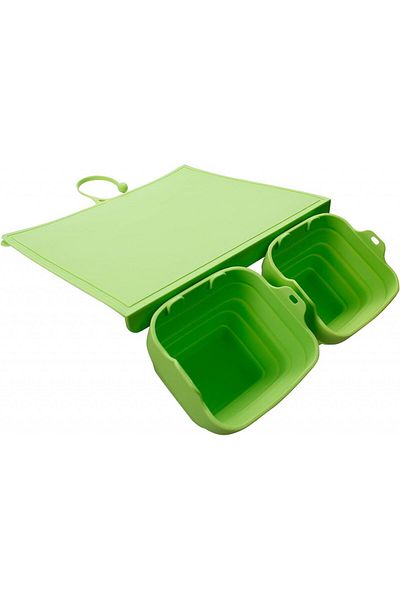 Coolnice Cutting Board Set With 2 Containers, Silicone, Green