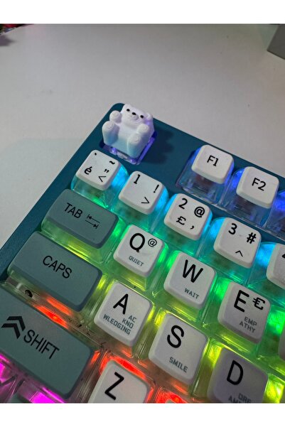 REJOY Beyaz Jelibon Ayıcık Şeklinde Klavye Tuşu- Gamer Klavye Tuşu