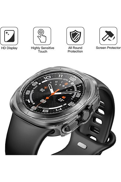 AWH 2-Pack Screen Protector for Galaxy Watch 7 Ultra 40mm, Tempered Glass + Case, High Sensitivity