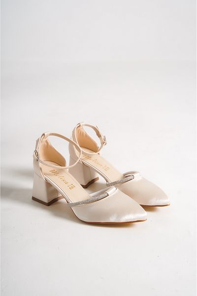 Moda Değirmeni Pantofi cu toc de piatră pentru femei Skin Satin Md1080-119-0001