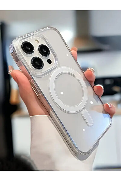KVK PRİVACY İphone 15 Pro Kılıf Magsafe Wireless Kablosuz Şarj Destekli Sert Silikon Şeffaf Kapak
