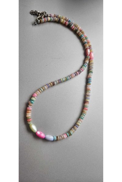 MITH SB TAKI Rainbow Pearl Disc Necklace