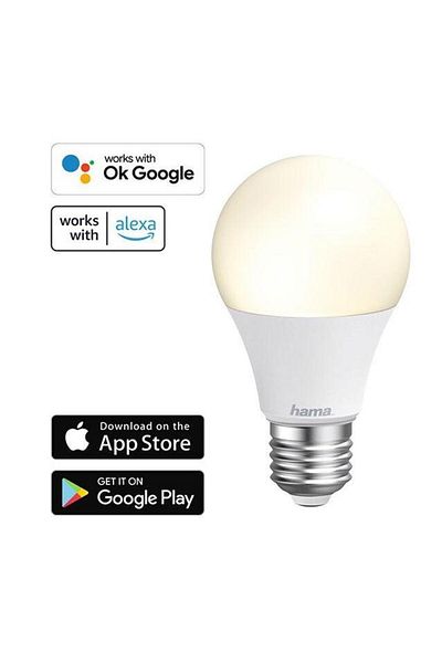 Hama Bec LED Smart Hama 176584, Control Vocal/Aplicatie, E27, 10W, Clasa G (Alb)
