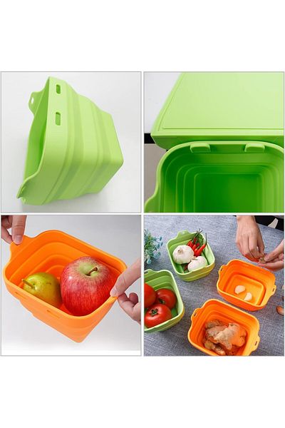 Coolnice Cutting Board Set With 2 Containers, Silicone, Green
