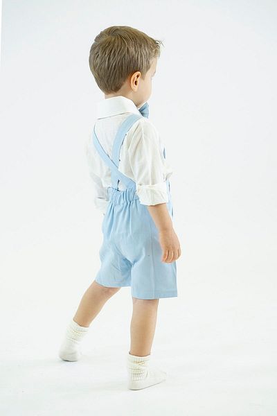 Catz Kids Set pantaloni scurți din gabardină albastră cu nasturi în față