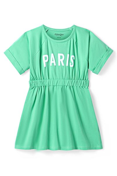 Primo Gino Primo Gino Text Printed Short Sleeves Dress - Green