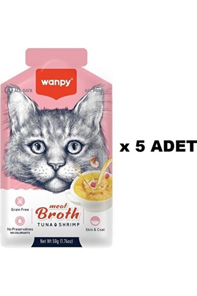 Wanpy Kediler Için Karidesli Ton Balığı Eti Çorbası 50 gr X 5 Adet