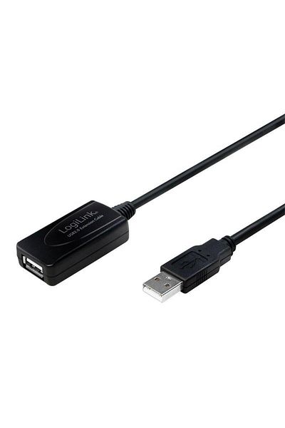 LogiLink Cablu prelungitor activ USB LOGILINK UA0143, USB 2.0, 10m (Negru)